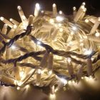 Guirnalda led blanco cálido con cable blanco y destello