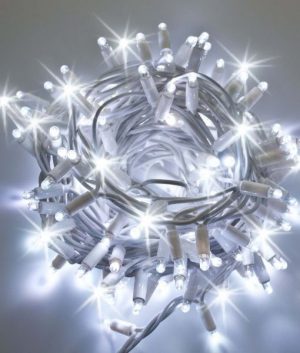 Guirnalda led luz blanca cable blanco y destellos