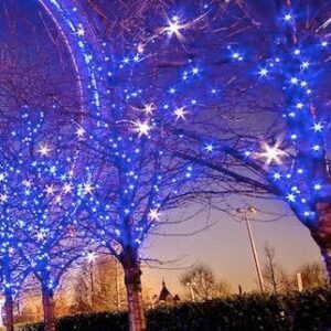 Guirnalda Led Azul destellos cable verde