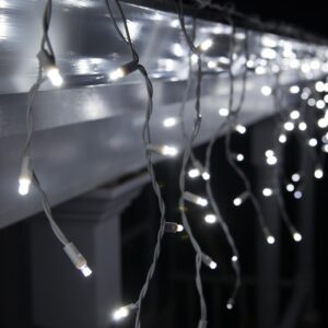Cortina icicle led blanco frío con destellos