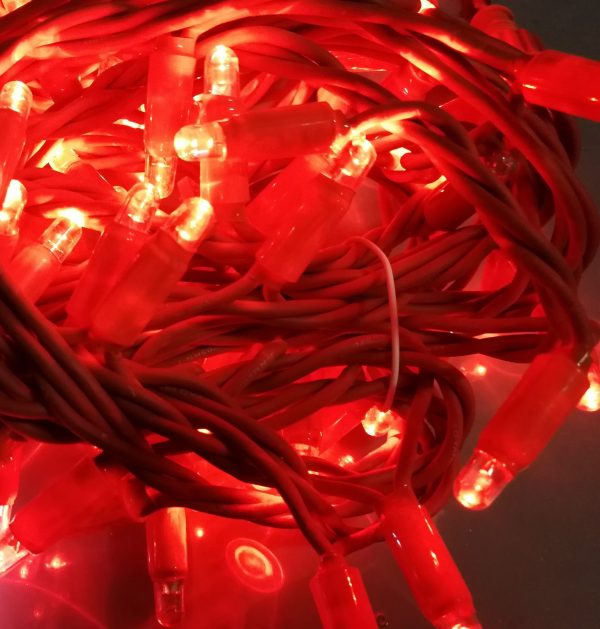 Guirnalda led rojo 3x4m cable rojo