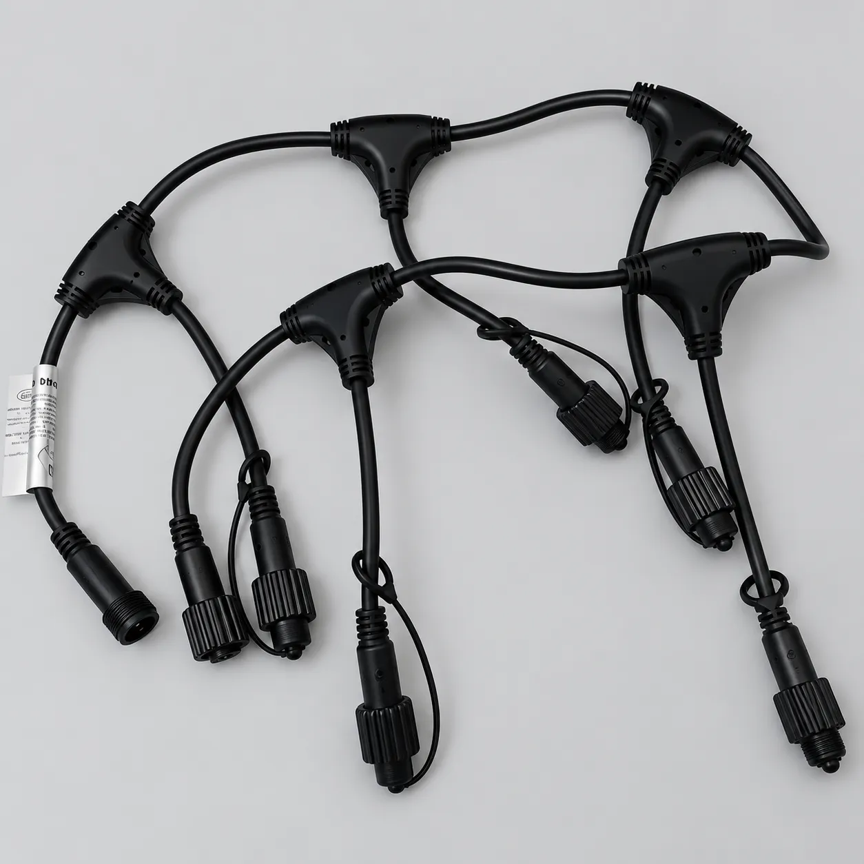 Arnés de conectores impermeables negros