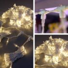 cortina led cálido flash cable blanco