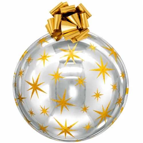 Bola navideña plateada con estrellas doradas (1)