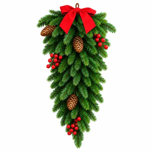 Adorno navideño de ramas y frutos rojos