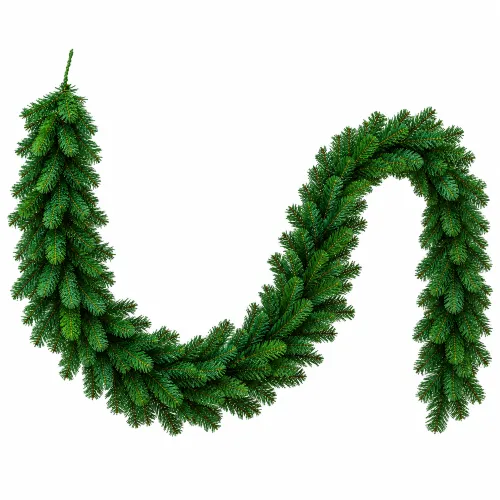 Guirnalda navideña verde en curva S