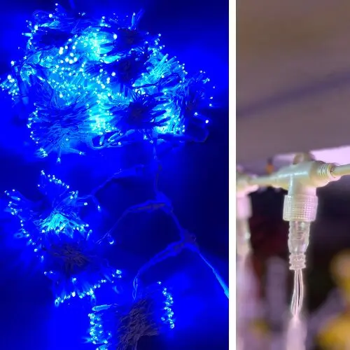 Cortina luces destellos azul con destellos topluz