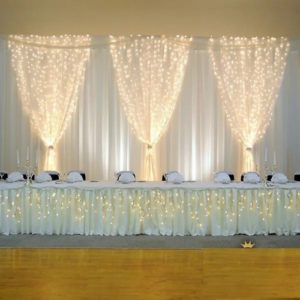 mesa boda iluminada