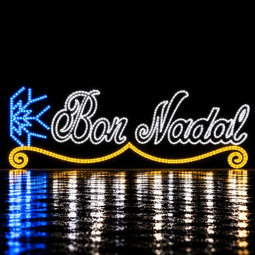 Rótulo navideño «Bon Nadal» iluminado