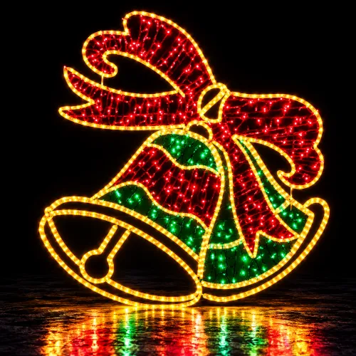 Campanas navideñas luminosas con lazo