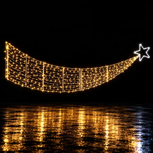 Cometa navideño de luces doradas