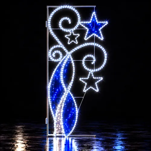 Panel navideño de luces en espiral y estrellas