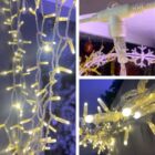 cortina led cálido cable transparente