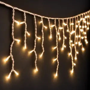 Cortina Icicle de luces LED, 3x0.5m, 114 LED, cable blanco - Blanco cálido