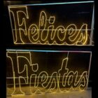 Letrero Felices Fiestas LED calido 00085