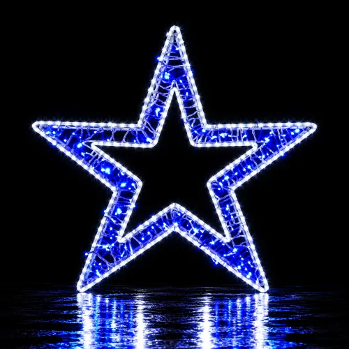 Estrella luminosa azul sobre suelo mojado_11zon
