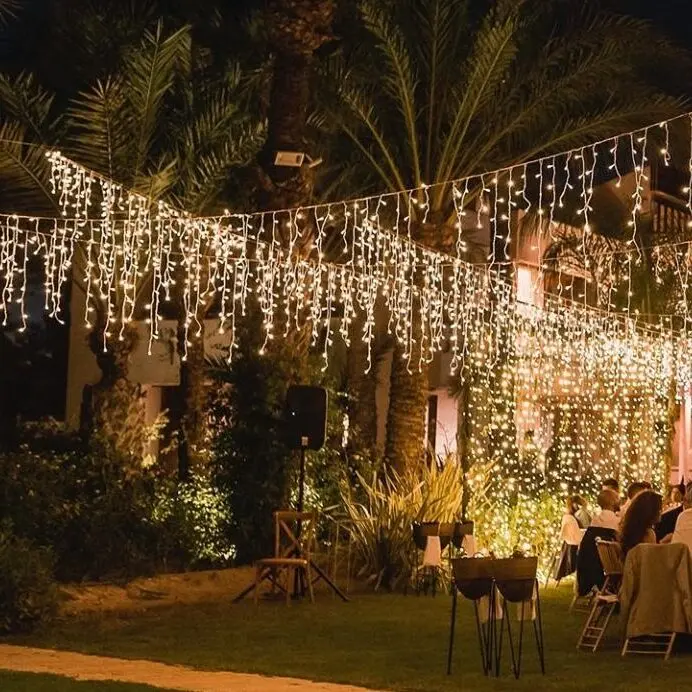 cortina icicle led cálido topluz