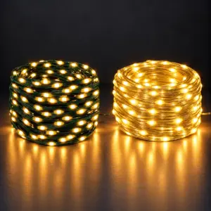Guirnalda LED, 2-30 m, microLED cálida, cable verde o transparente, IP65
