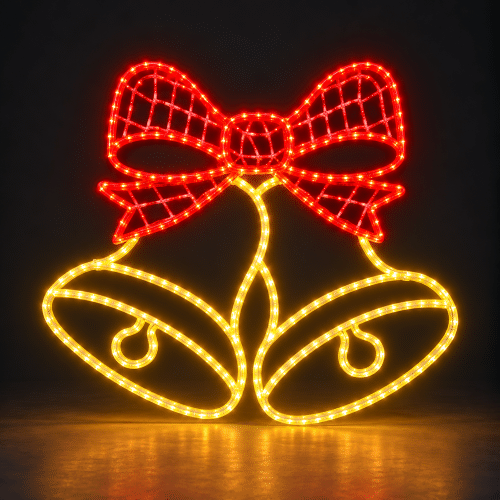 Campanas navideñas LED con lazo rojo
