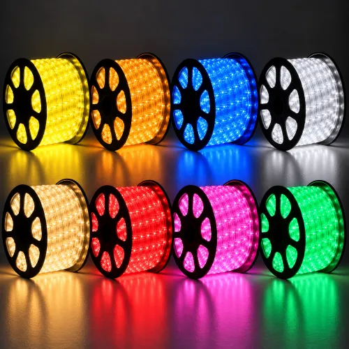 Ocho carretes LED multicolor en estudio_11zon