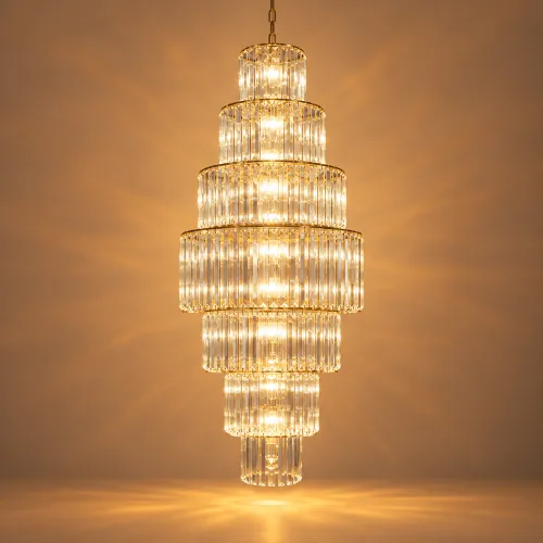 Candelabro de cristal dorado en cascada_11zon