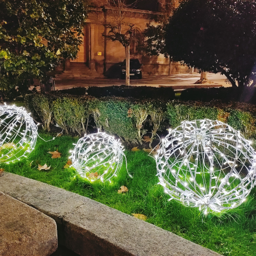 Esferas led 3d blanco frío con destellos para exterior