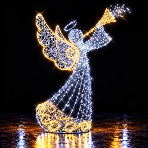 Ángel luminoso con trompeta dorada