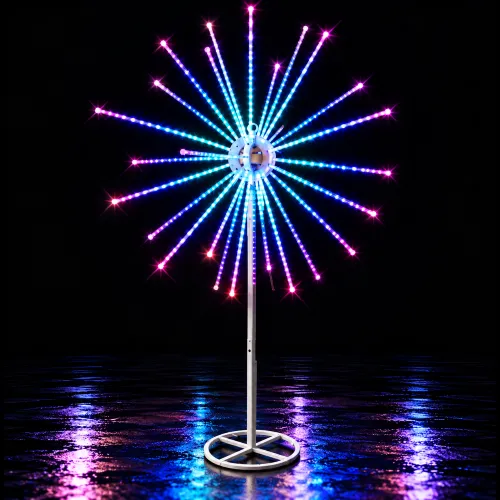 Estrella LED multicolor sobre suelo brillante_11zon