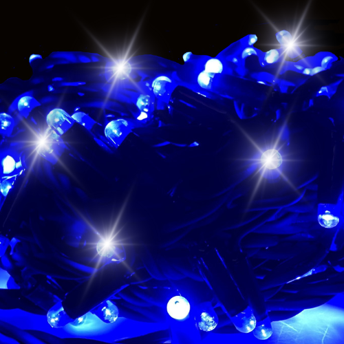 led azul cable verde con destellos