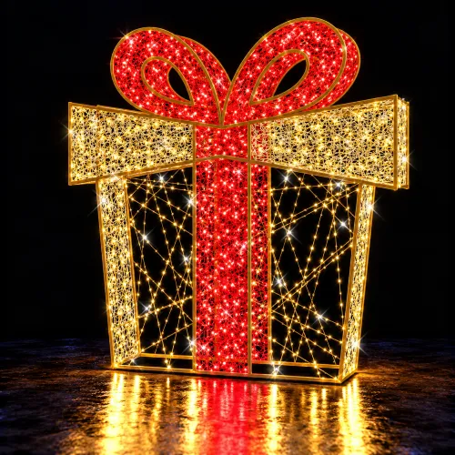 Regalo navideño gigante iluminado