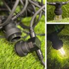 Guirnalda casquillos E27 sin bombillas topluz, cable negro