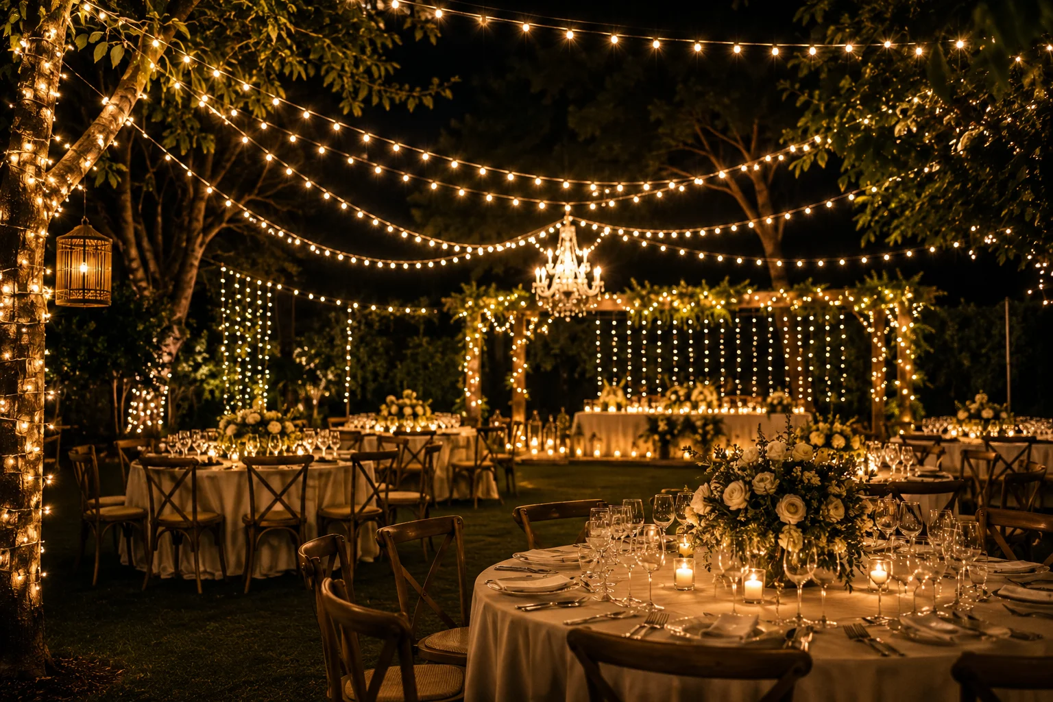 boda de noche con luces led