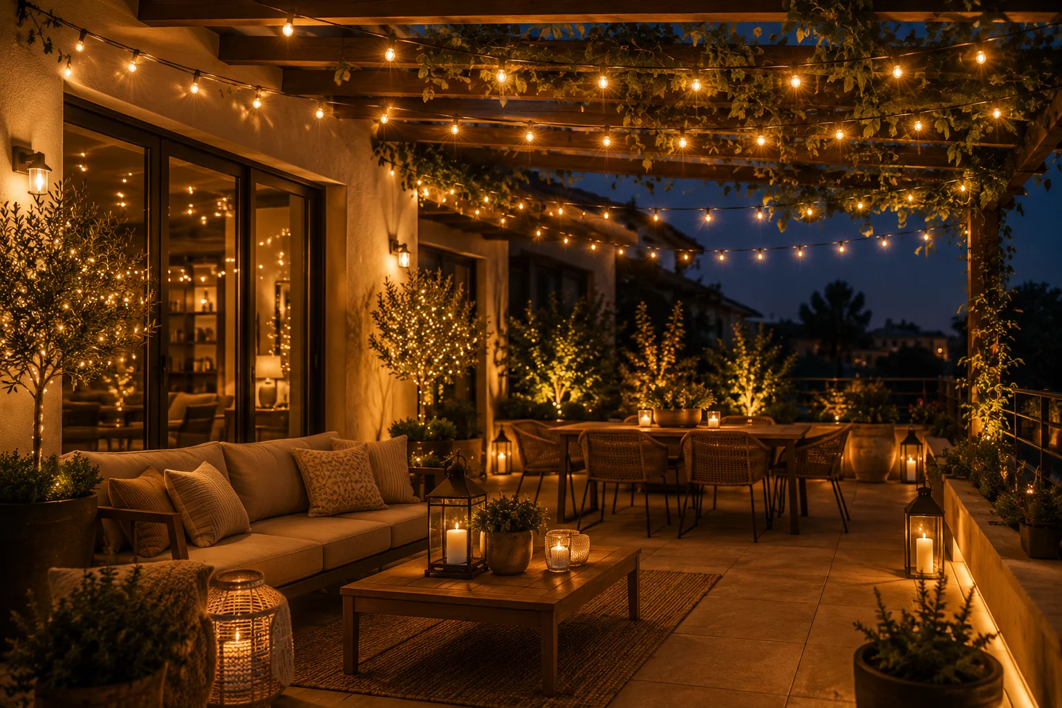 terraza iluminada