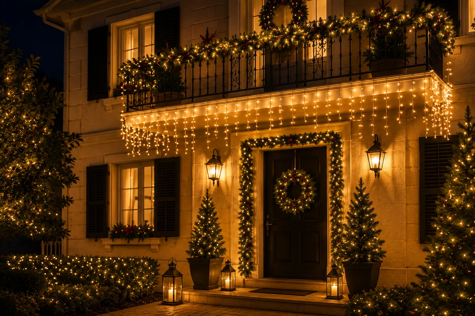 Ideas para iluminar fachadas y balcones en Navidad